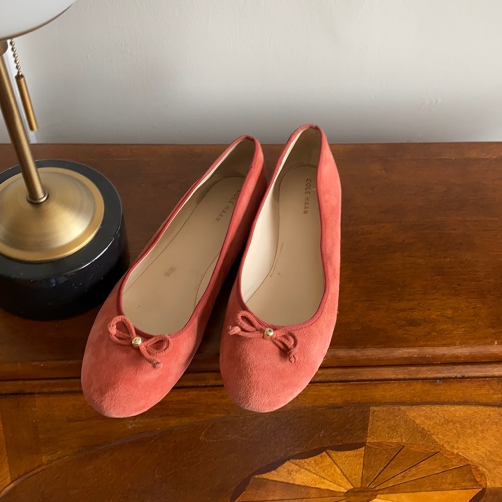 Cold Haan pink suede bow tie flats - size 10